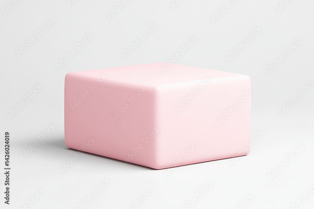 Aufkleber pink cube object on plain background