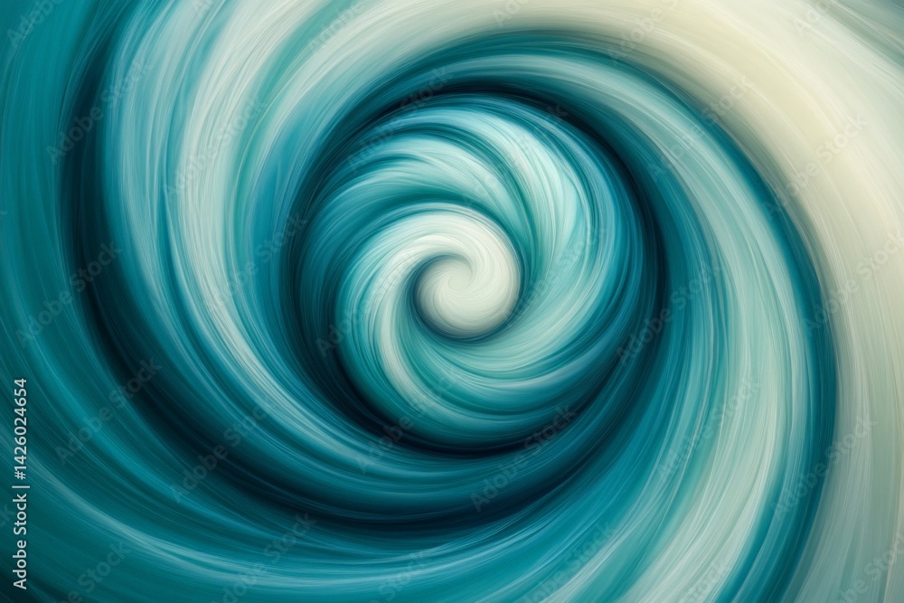 Poster Swirling patterns create a mesmerizing effect in shades of turquoise and cream colors in a dynamic abstract artwork