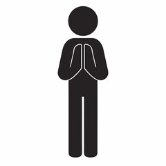 Simple Black And White Stick Figure In Prayer Position Minimalist Design