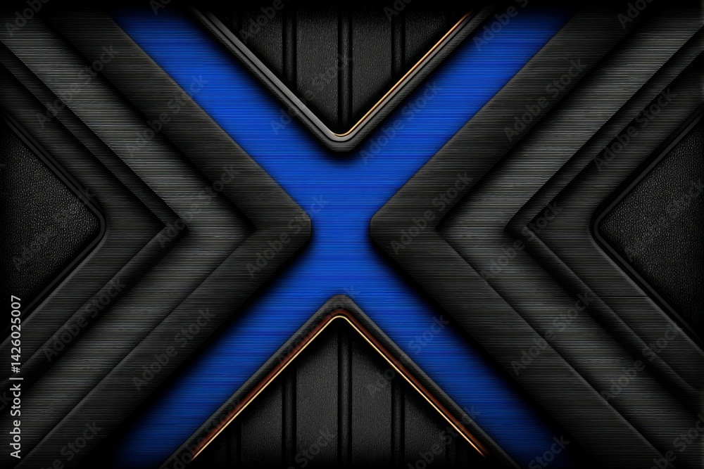 Poster Modern abstract design featuring geometric shapes and a blue accent on a black background