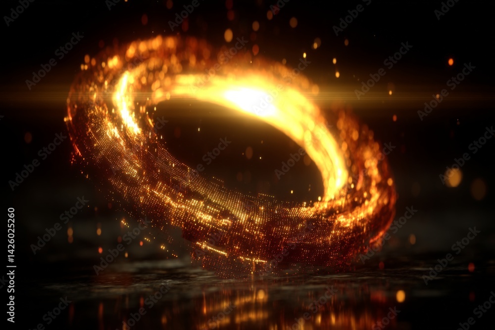 Aufkleber dynamic swirling ring of fire illuminated in a dark environment showcasing intense energy and vibran