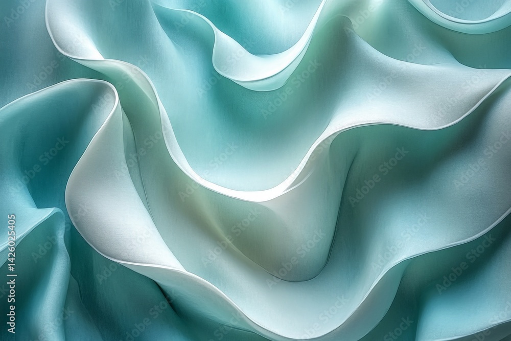 Poster elegant flowing fabric drapes in soft shades of blue and white create a serene and calming effect in