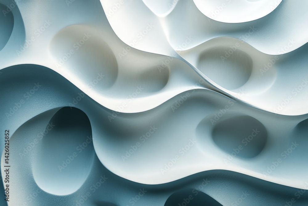 Poster unique textured surface with waves and curves in varying shades of blue and white created in indoor 