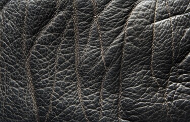 Close-up textured dark gray leather surface