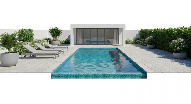 Modern pool and patio design outdoor living space - Powered by Adobe