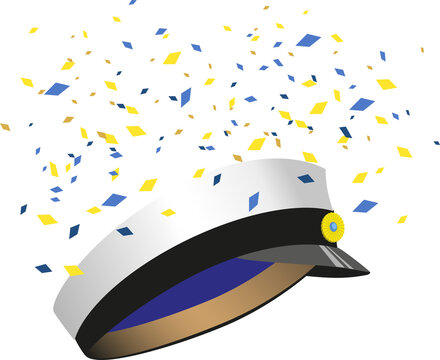 Traditional Swedish graduation cap for "Studenten", to celebrate the finish from Gymnasium,  and confetti rain.