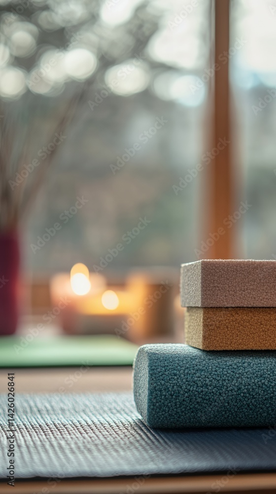 Poster cozy interior setting with natural light and soft textiles creating a warm inviting atmosphere