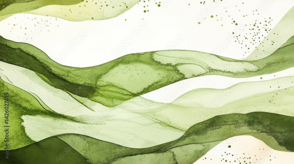 Leinwandbilder this artwork features a harmonious blend of green and earthy watercolor strokes, creating a tranquil