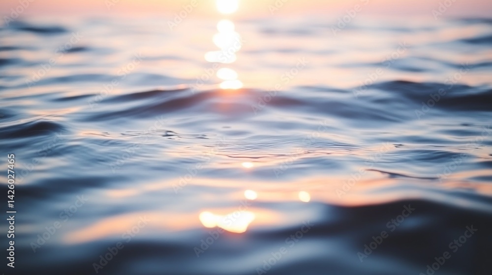 Poster overhead view captures the enchanting twilight reflections on water, showcasing a blend of soft pink