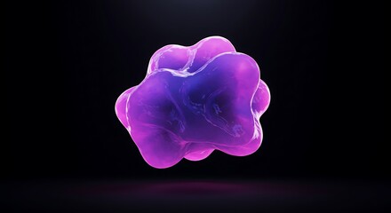 Abstract purple blob 3d render on black background for desktop wallpaper or design element
