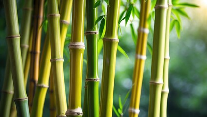 Fototapeta premium Detailed background of natural bamboo texture in Asian garden setting