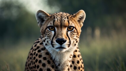 Curious cheetah gazing directly at the camera in the wild