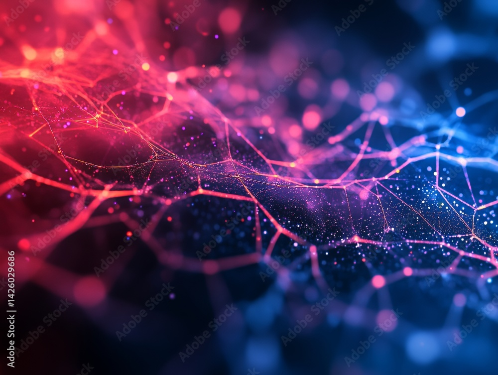 Poster dynamic abstract background in vibrant blue and red colors with fluid shapes and patterns for visual