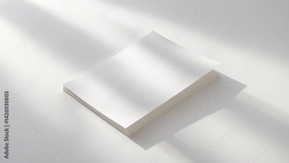 Poster white note paper on white background with clipping path and ample copy space