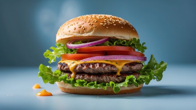 Studio setting with burgers and background