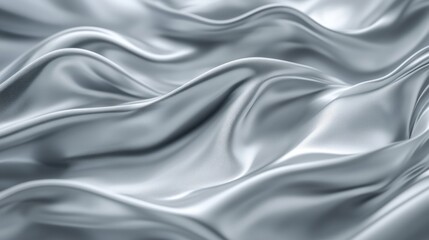 Fototapeta premium Smooth, flowing silver fabric with elegant waves and soft sheen