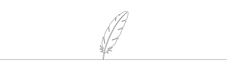 Obraz premium Crow feathers continuous one line drawing. Bird feather. Vector illustration.
