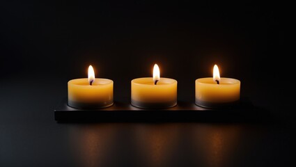 Grouped Burning Candles Against a Dark Background