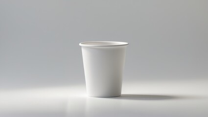 Small white paper coffee cup isolated on background from front view, packaging template mockup collection