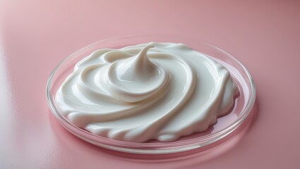 Pink background with white cream texture