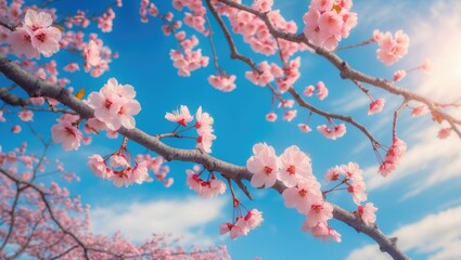 Cherry blossoms woven into the sky