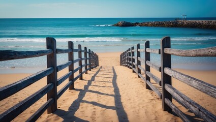 Obraz premium Path to the sea for a relaxing family holiday