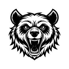 Angry head mascot vector illustration with sharp teeth, silhouette style
