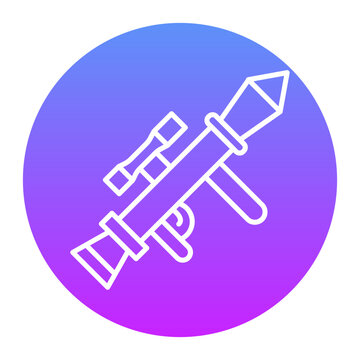 white rocket launcher icon on gradient circle clip art preview