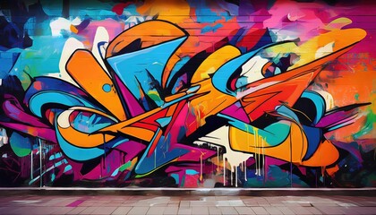 Vibrant Urban Graffiti Canvas A Captivating Abstract Pop Art Backdrop with Bold Colors, Grungy Textures, and Edgy Energies