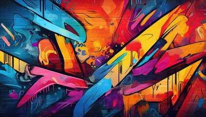 Graffiti Wall Abstract Backdrop A Pop Art Masterpiece in Urban Graffiti Swirls, Vibrant Colors, and Textured Concrete, Radiating Energy and Creativity