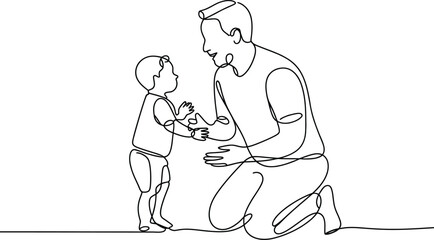line art illustration of a child warmly hugging his father, representing family affection and emotional connection, perfect for love, memory, parenting visuals,vector