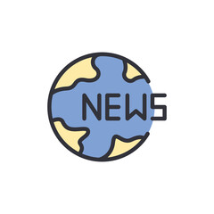 World news colored icons, minimalist vector illustration ,simple transparent graphic element .Isolated on white background