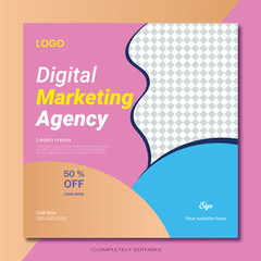 Digital business Social Media Post Template Layout and digital business marketing banner for social media post template.