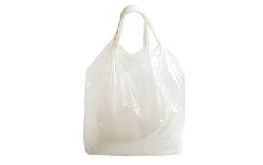 White plastic bag with a handle on transparent or white background