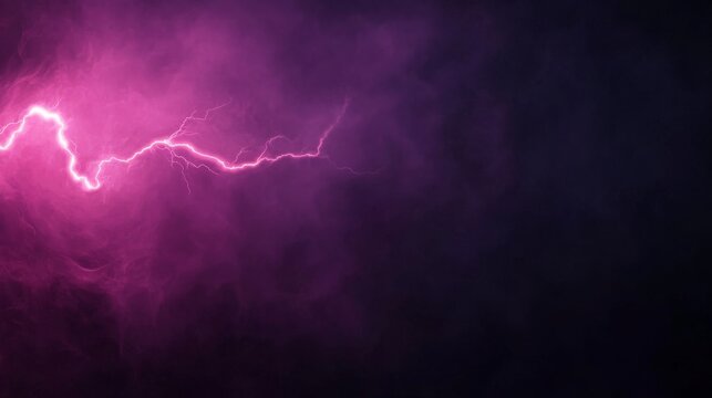 A vibrant lightning bolt descends onto a metallic surface, generating colorful neon reflections and sparks, with a dark backdrop ensuring easy readability