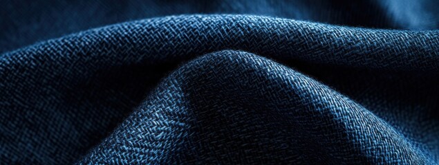 Naklejka premium Deep Indigo Fabric Fold: Textured rich color soft drape inviting and luxurious