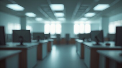 Abstract urban office environment with blurred people and architecture