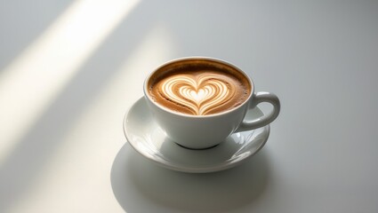 Isolated latte art in a cup on a white background