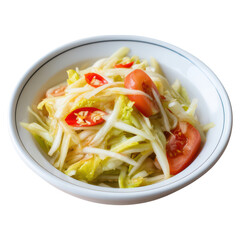 Freshly Prepared Vegetable Salad with Cabbage and Tomato Garnish, isolated on transparent background.