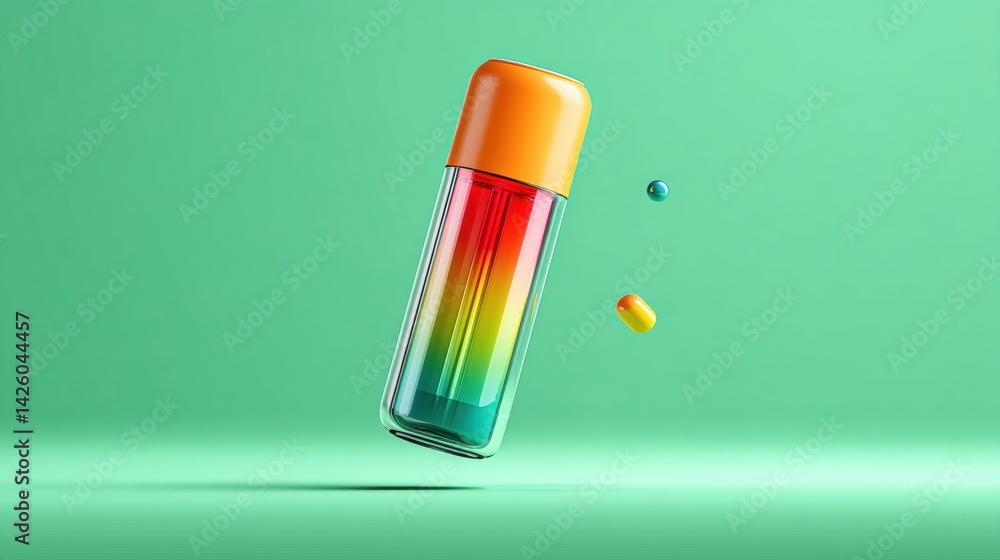 Leinwandbilder floating rainbow inhaler against a mint background illuminated by soft light in a whimsical and vibr