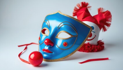 Isolated carnival mask with clown nose against a background