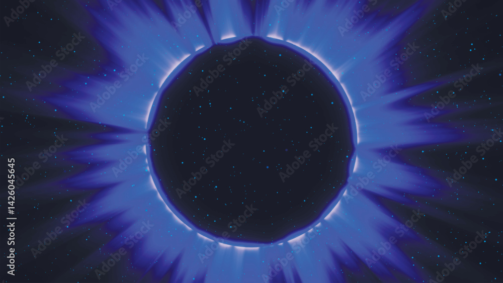 Poster abstract illustration of a total solar eclipse - an astronomical phenomenon. background of a total s