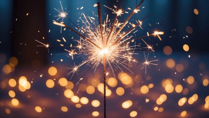 Obraz premium Vibrant Firework and Sparkler Display Against a Festive Background for Celebration Text