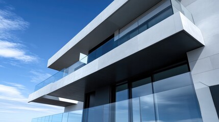 Modern apartment building exterior with balconies