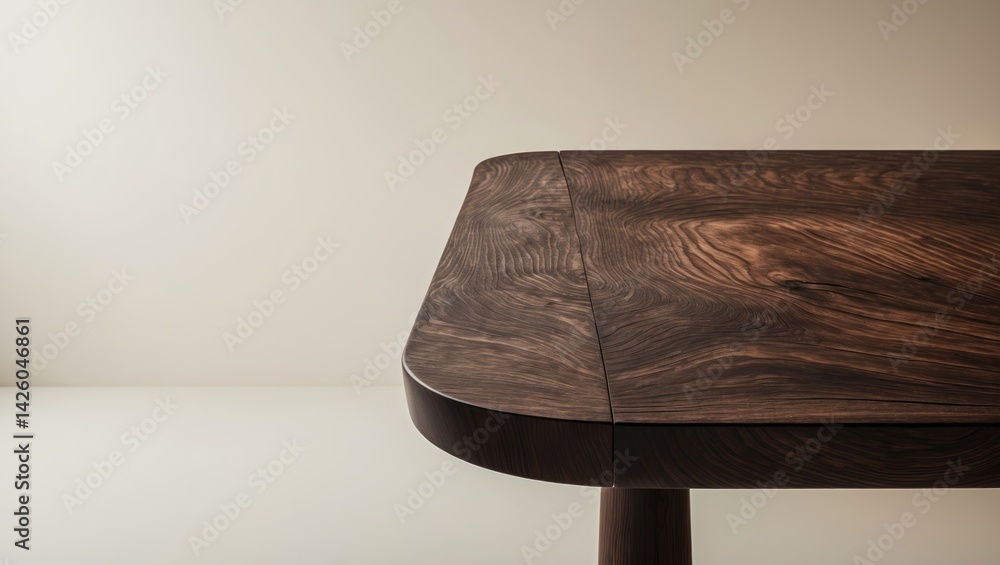 Poster wooden table corner from a perspective view on a white background with clipping path