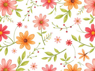 seamless pattern with pink flower, watercolor cute floral pattern, unique floral background
