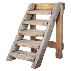 Weathered Wooden Ladder on Isolated White Background, isolated on transparent background.
