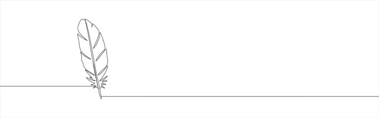 Crow feather continuous one line drawing. Bird feather. Vector illustration.