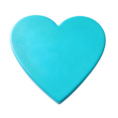 Cyan heart isolated on transparent background