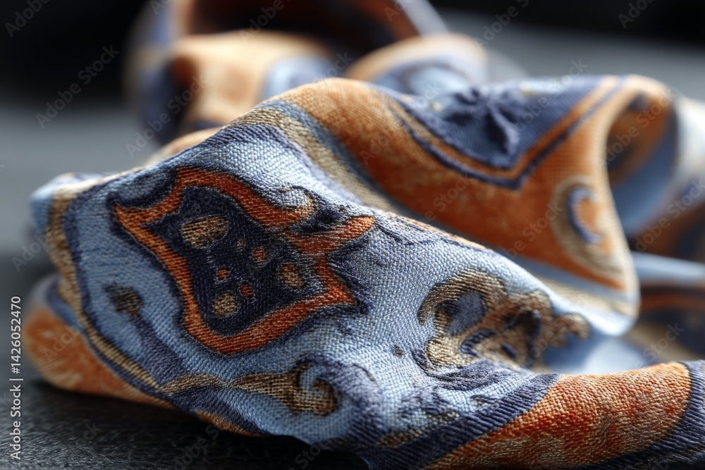Aufkleber stylish patterned fabric draped elegantly on a flat surface showcasing intricate details and vivid c